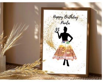 Money gift birthday round | Personalized | Individual | Picture | To print | Best friend | Wife | Girl | Travel | Celebration | DIY