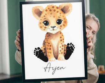 Baby footprint | Baby footprint | Personalized | Gift | Birth | Baptism | Christmas | Baby shower | Poster | Picture | A3 | A4