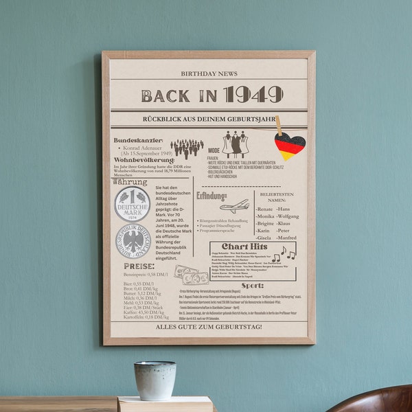 Geschenk zum Geburtstag| 1949 | persönlich | Bild | Poster | Mann | Zum Drucken | Jahreszahl | Familie | Frau | Geschenkidee | runder