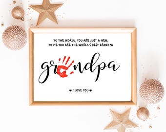 GRANDMA handprint footprint art craft, for mom, DIY baby kids card, decor nursery memory keepsake, toddler