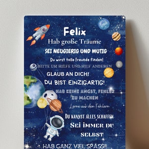 Geschenk zur Einschulung Schulanfang Wünsche Mutmacher Poster Kinderzimmer Druck Jungen Jungs Schulkind