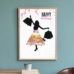 Geldgeschenk Geburtstag Runder | Personalisiert | Individuell | Bild | Zum Drucken | Beste Freundin | Frau | Mädchen | Reise | Feier | DIY