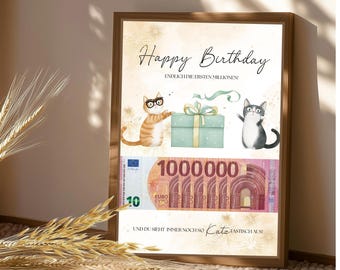Money gift birthday woman | girlfriend | man | round | mandala | picture | to print | first million | DIY | gift idea | money