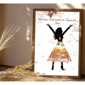 Don en espèces pour la consécration des jeunes | Personnalisé | Individuel | Image | À imprimer | Filles | femme | Filles | Célébration | bricolage