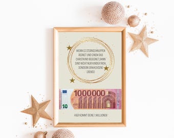Money gift Christmas | Christmas present | first million | children | friends | printable | Merry Christmas | DIY | gift idea