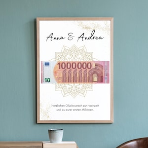 Wedding cash gift | Wedding gift | first million | Bride and groom | Personalized | For printing | Just Married | DIY | Gift idea