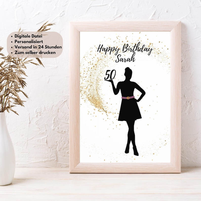 Geldgeschenk Geburtstag Runder Personalisiert Individuell Bild Zum Drucken Beste Freundin Frau Mädchen Reise Feier DIY Bild 3