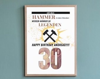 Money gift birthday woman | girlfriend | man | round | personalized | picture | to print | | travel | DIY | funny | birthday present