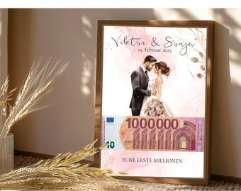 Wedding cash gift | Wedding gift | first million | Bride and groom | Personalized | For printing | Just Married | DIY | Gift idea