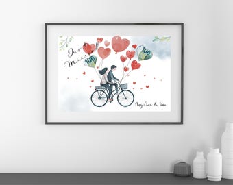 Geldgeschenk Hochzeit | Fahrrad | Personalisiert | Bild | Poster | Zum Drucken | Geschenk | Brautpaar | Wedding | Feier | DIY | Bicycle