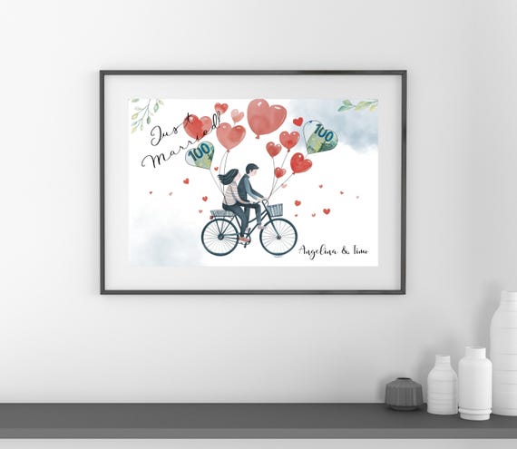 Geldgeschenk Hochzeit | Fahrrad | Personalisiert | Bild | Poster | Zum Drucken | Geschenk | Brautpaar | Wedding | Feier | DIY | Bicycle