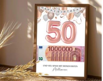 Money gift birthday round | Personalized | Individual | Picture | To print | Best friend | Wife | Girl | Travel | Celebration | DIY