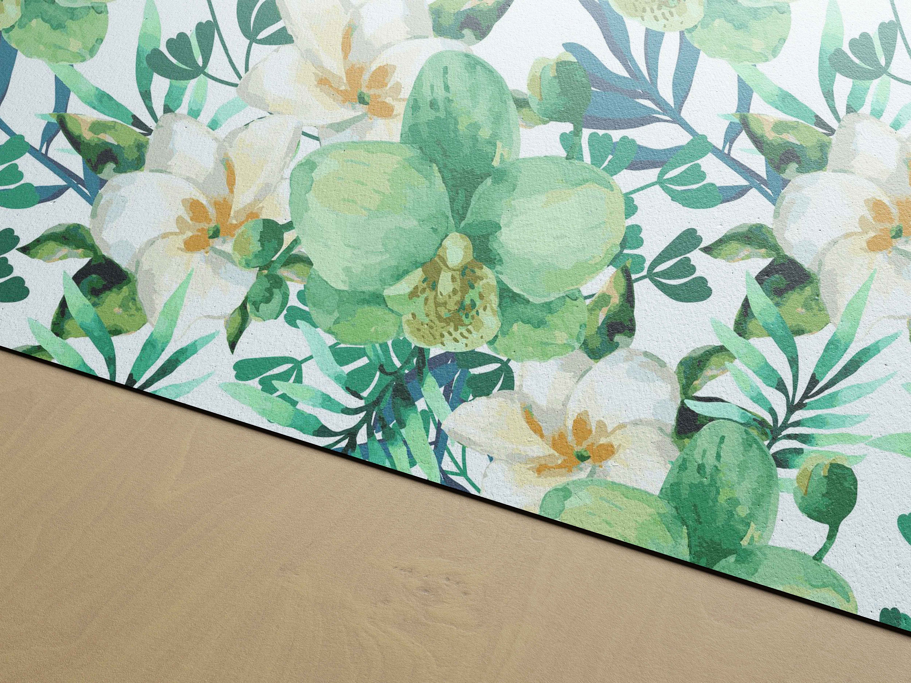 Green Floral Green Floral Removable Wallpaper Peel Etsy