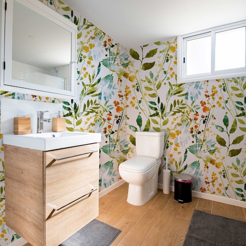 Lotus Floral Peel and Stick Wallpaper Multi Colorway Etsy