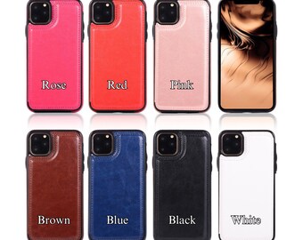 Personal Leather Wallet Phone Case Red Rose Gold For iPhone 15 14 13 Pro Max 6s 7 8 plus X XR XS Max With Card Holder Monogrammed Name