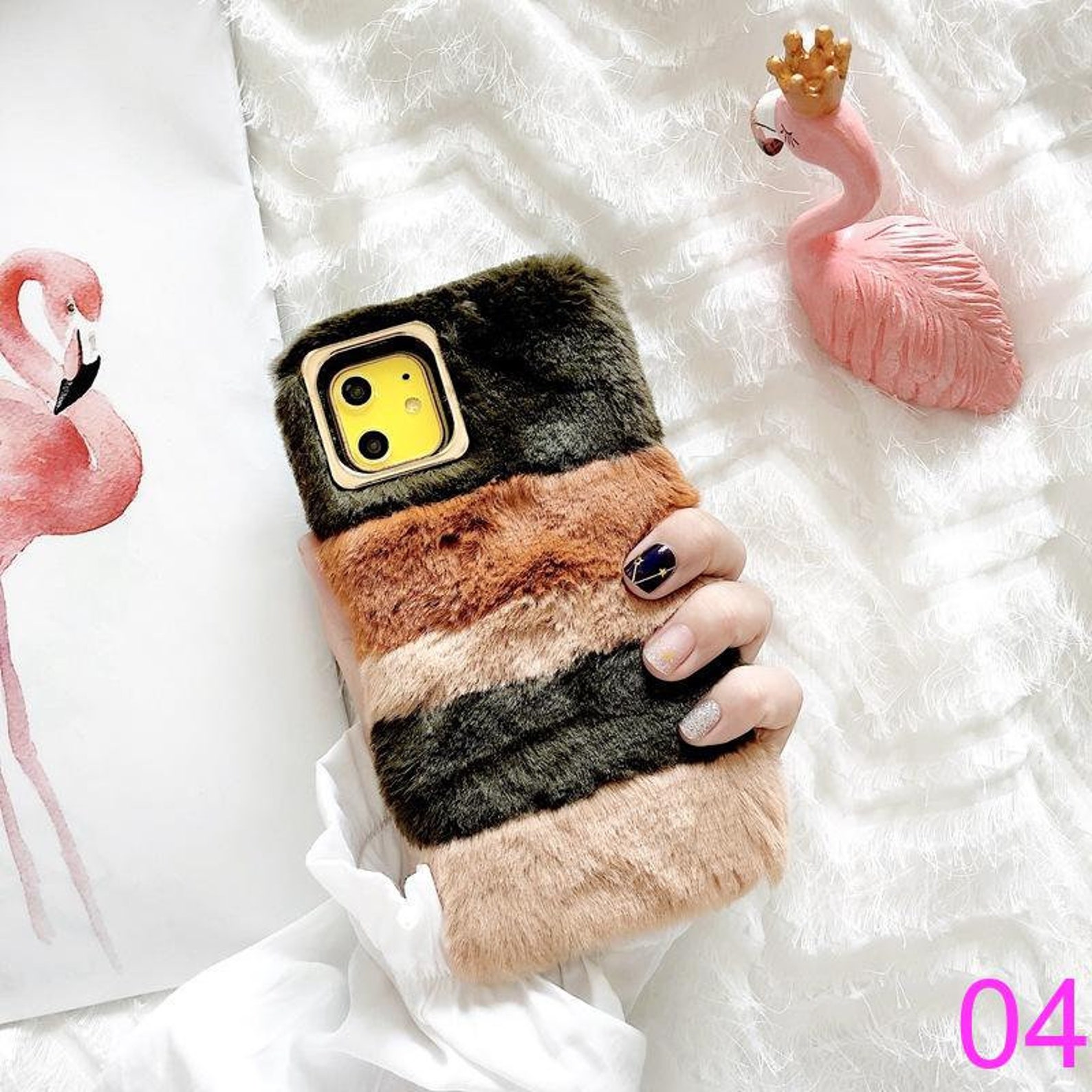 Multicolored Fluffy Furry Plush Fur Phone Case for iPhone 12 Etsy