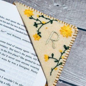 Custom Handmade Corner Bookmark with Seasonal Designs & Embroidered Initial - Perfect Mother's Day Gift