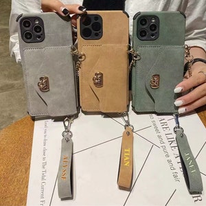 Custom Leather Wallet 15 Pro Max Phone Case With Strap For iPhone 14 13 12 11 X XR XS Max Card Stand Holder Back cover