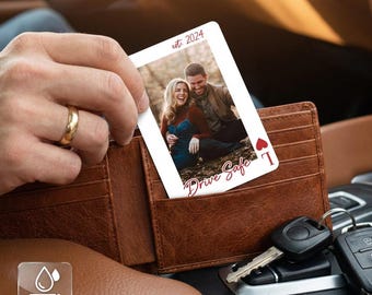 Personalized PVC Wallet Photo Card, Drive Safe Gift Boyfriend, Custom Playing Card Picture, Waterproof Husband Anniversary, Valentines Day