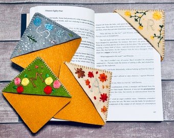 Custom Handmade Corner Bookmark with Seasonal Designs & Embroidered Initial - Perfect Mother&#39;s Day Gift