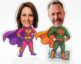 Super Mom Custom Photo Bobblehead, Personalized Solar Wobble Ornament, Funny Father's Day Gift, Superhero Mom Desk Decor