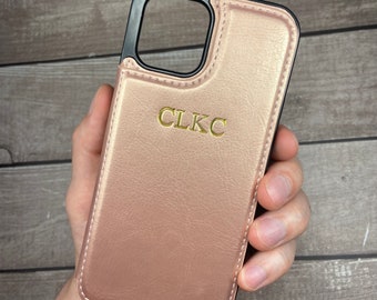 Personal Leather Wallet Phone Case Red Rose Gold For iPhone 15 14 13 Pro Max 6s 7 8 plus X XR XS Max With Card Holder Monogrammed Name