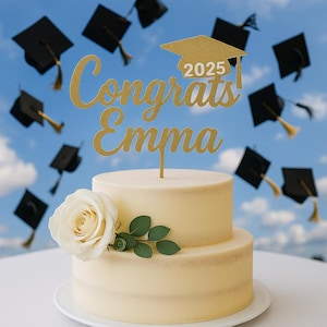 Grad Cake Topper, Custom Name Congrats Grad Cake Topper, Personalized Graduation Cake Topper, Graduation Cake Topper, Graduation Party Decor