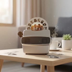 Benutzerdefinierter Fotobetrachter, personalisiertes Jubiläumsgeschenk für Paare, Fernbeziehungsgeschenk, nostalgisches Bilderrad, Muttertag