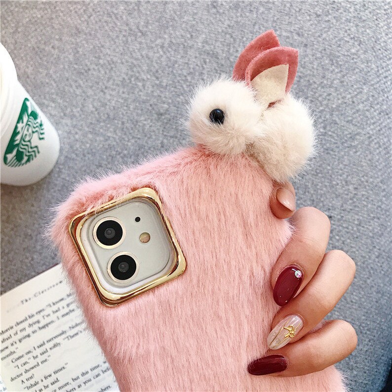 3D Rabbit Fluffy Phone Case for iPhone XS Max XR X 11 Pro 6 6S Etsy