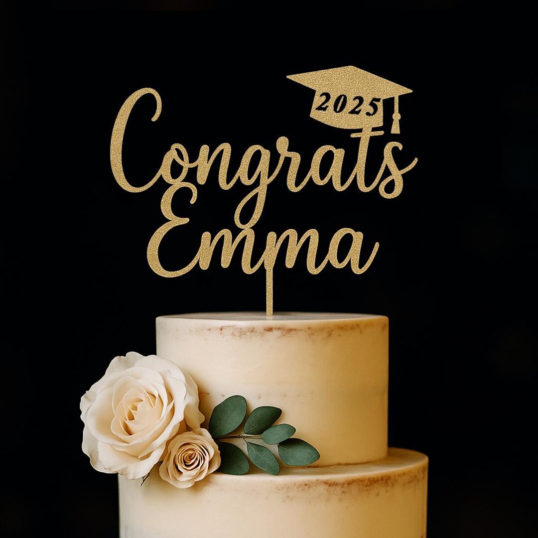 Custom Name Congrats Grad Cake Topper, Personalized Graduation Cake — free download