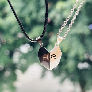 Couple Gifts Magnetic Love Heart Pendant Set Personalized Jewelry for Partners • Custom Gift for Him/Her • Friendship Matching Necklaces