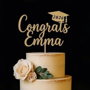 Custom Name Congrats Grad Cake Topper, Personalized Graduation Cake Topper, Grad Cake Topper, Graduation Cake Topper, Graduation Party Decor