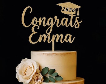 Custom Name Congrats Grad Cake Topper, Personalized Graduation Cake Topper, Grad Cake Topper, Graduation Cake Topper, Graduation Party Decor