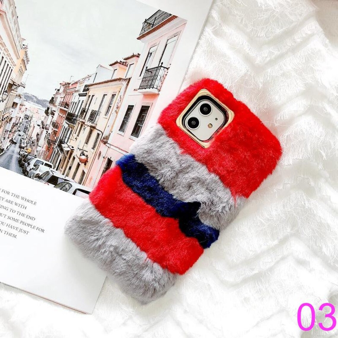 Multicolored Fluffy Furry Plush Fur Phone Case For Iphone 12 Etsy