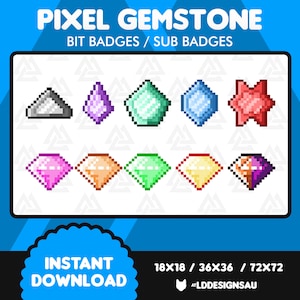 Twitch Bit Badges | Sub Badges | Pixel Gemstones