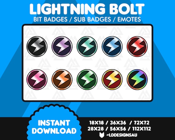Twitch Bit Badges Twitch Sub Badges Lightning Bolt Etsy 日本