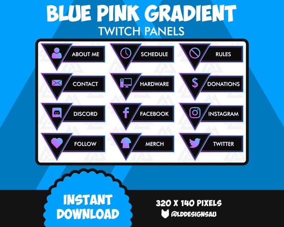 Cute Twitch Panels 13 Neon Blue Minimalistic Panels for Twitch