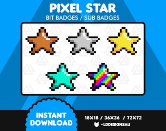 Twitch Subscriber Badges | Twitch Sub Badges | 8 Bit / Pixel Stars