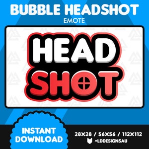 Bubble Head Shot Twitch Emote | Headshot Text Discord Emote | Streamer Emotes | Cute Emotes | Twitch Channel Points