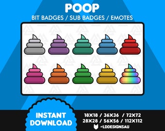 Twitch Bit Badges | Twitch Sub Badges | Poop