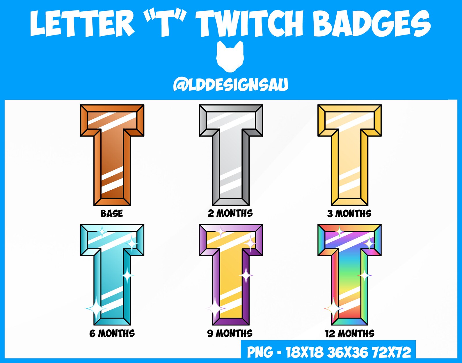 Twitch Sub Badges Bit Badges Letter T Etsy Hong Kong