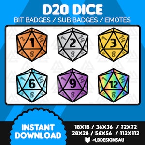 Twitch Subscriber Badges | Bit Badges | Twitch Sub Badges | D20 Dice