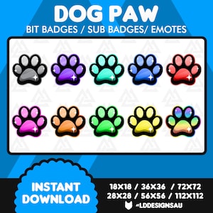 Twitch Bit Badges | Twitch Sub Badges | Dog Paw