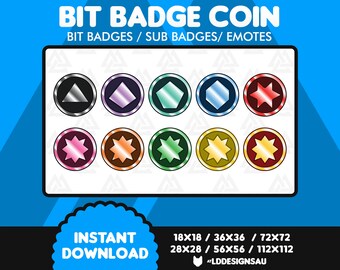 Bit Coins Subscriber Badges | Sub Badges | Bit Badges | Loyalty Badges for Twitch
