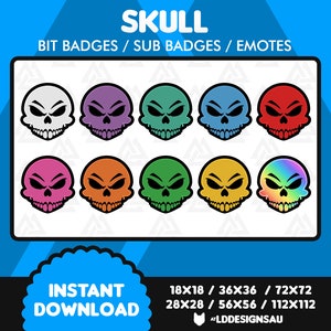 Twitch Bit Badges | Twitch Sub Badges | Skull