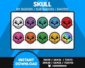 Twitch Bit Badges | Twitch Sub Badges | Skull