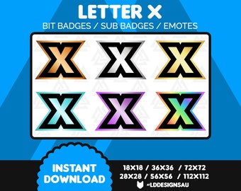 Twitch Sub Badges | Bit Badges | Letter "X"
