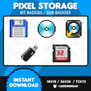 Twitch Abzeichen | 8 Bit / Pixel Storage - Diskette, Disc, Festplatte, USB, SD Karte