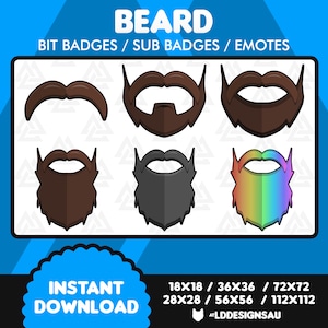 Twitch Subscriber Badges | Twitch Sub Badges | Beard Progression
