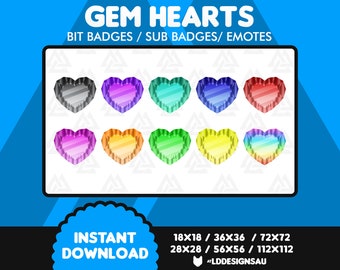 Twitch Subscriber Badges | Bit Badges | Crystal Gem Hearts